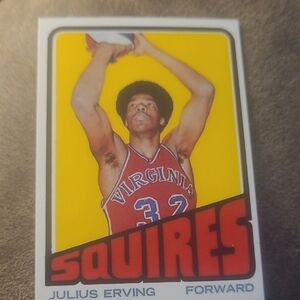 Dr. J ,julius Erving Squires Rc 1970 Reprint Novelty Card